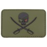 Velcro sign, "Skull with swords" 3D, green/black