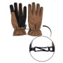 Close-up of the integrated small plastic clip designed for pairing the gloves or securing them to a backpack.