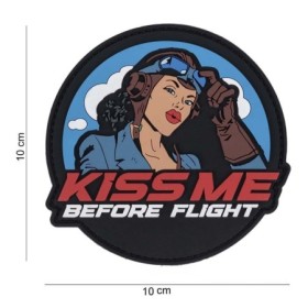 Нашивка ПВХ на липучке "Kiss me before flight"