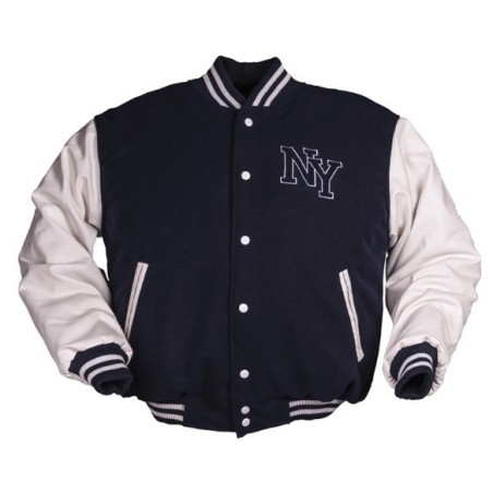 NY Baseball jacket with badge, navy blue