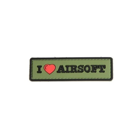Velcro märk "I Love Airsoft" 3D, oliivroheline