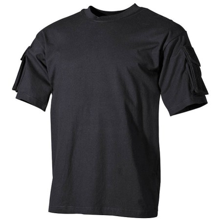 US T-shirt black, with sleeve pockets 