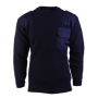 Studio view of the commando wool sweater in deep navy blue.