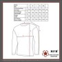 Official manufacturer size table showing chest, waist, and length measurements for correct sizing.