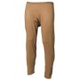 Front view of the coyote tan waffle thermal pants, emphasizing the moisture-regulating material and lateral fly.