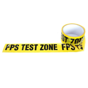 Желтая оградительная лента с надписью  «FPS test zone»