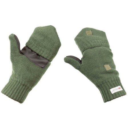 MFH Knitted Thinsulate gloves/mittens, olive green