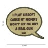 Velcro sign, "I play airsoft" 3D, beige