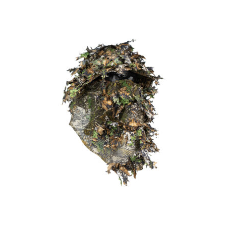 Studio product shot showcasing the amber camouflage boonie hat with the face veil fully attached and deployed.