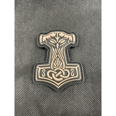 Липучка знак, 3D "Thors Hammer", коричневый