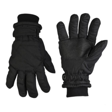 Mil-Tec Thinsulate gloves in classic black with reinforced palm and wrist strap.
