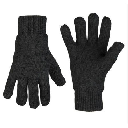 Mil-Tec acrylic Thinsulate gloves in classic black with soft knit texture.