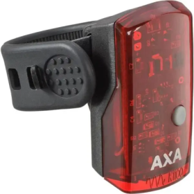 Задний светодиодный велофонарь AXA Greenline с зарядкой через USB и гибким резиновым креплением на подседельный штырь.