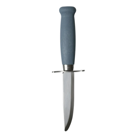 Side profile of the stainless steel blade showcasing the traditional Scandi grind.