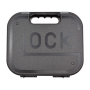 Black GLOCK polymer hard pistol case, closed view showing the molded handle and secure snap latches.