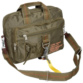 MFH Handbag PT Large front view showcasing the heavy-duty metal safety carabiner closure, expansive dual front zippered pockets.