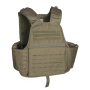 Mil-Tec tactical vest front view showing full laser-cut loop rows and triple hook-and-loop closure. OD Green