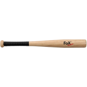 FoxOutdoor 18" natural wood mini baseball bat with "FoxOutdoor" imprint.