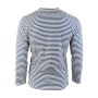 Rear, Mil-Tec navy striped long-sleeved winter sweater in white and blue heavyweight cotton with a fleecy brushed inside.