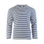 Front, Mil-Tec navy striped long-sleeved winter sweater in white and blue heavyweight cotton with a fleecy brushed inside.