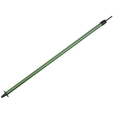 Closed, MFH telescopic aluminium tent pole in OD green adjustable from 70 to 130 cm with rotation locking and metal tip.