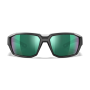 Front view of Wiley X Alpine sunglasses with a Matte Translucent Black frame and CAPTIVATE™ Polarized Green Mirror lenses.