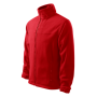 Three-quarter diagonal view of the red Rimeck 501 jacket, highlighting the vibrant color and molded zipper details.