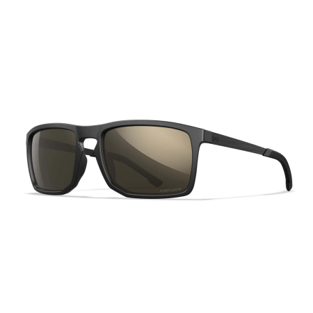 Three-quarter view of the Wiley X WX Axe sunglasses, highlighting the modern frame geometry and reflective mirror lenses.