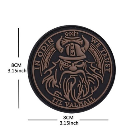 Combat Zone Velcro PVC embleem, "Til Valhall" pruun