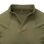 Close-up of the non-zip hook-and-loop collar in Olive Green.