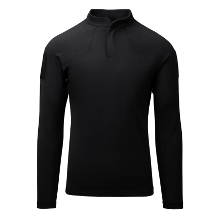 Front view of the tactical combat shirt in solid Black.
