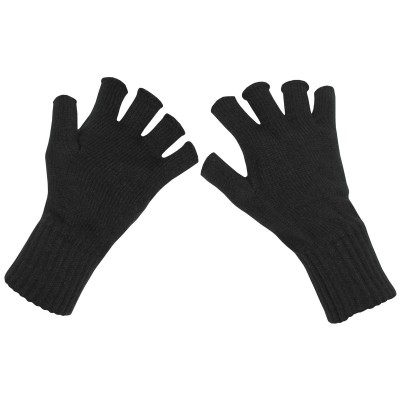 Knitted Gloves, fingerless, black