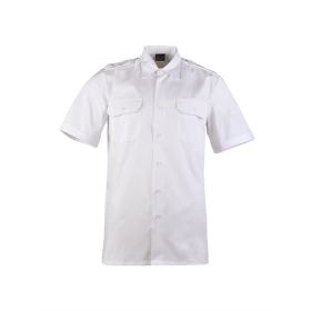 Front view of the short sleeve service shirt in white.