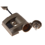 Close-up view of the cap and secure battery compartment on the tan Charge MPLS light for a CR123A battery.