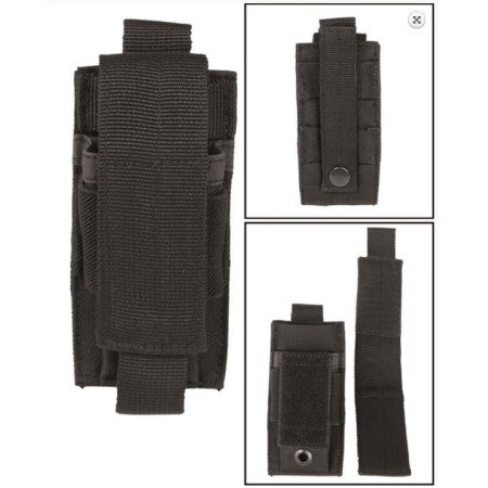 Tactical single pistol magazine pouch MOLLE, black - multiple views