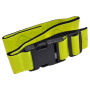 Neon yellow reflective belt with a black plastic buckle.