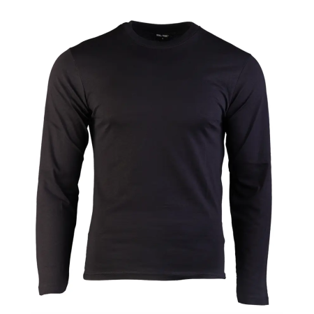 Front view of the Mil-Tec Classic Cotton Long Sleeve Shirt in Black.