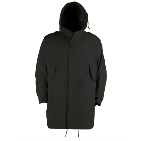 USA M51 eemaldatava voodriga parka, must — eestvaade.