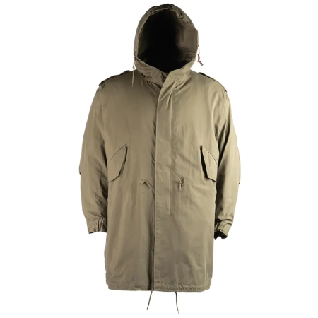 Front view of the US M51 Shell Parka with Liner in Olive Green.