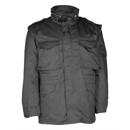 Front view of the US Style M65 Field Jacket with Liner in Black.