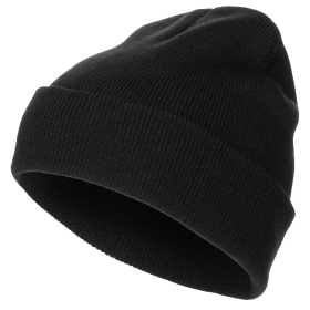 Classic Fine Knit Acrylic Watch Hat in Black.