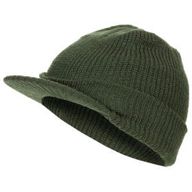 Вязаная шапка с козырьком US Watch Cap в оливковом цвете.