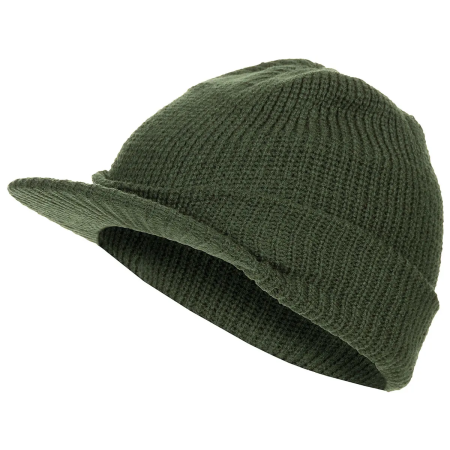 Вязаная шапка с козырьком US Watch Cap в оливковом цвете.