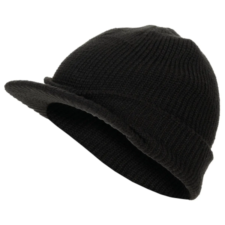 Вязаная шапка с козырьком US Watch Cap в черном цвете.