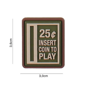 Front view of the 101 INC "Insert Coin to Play" 3D PVC tactical morale patch.