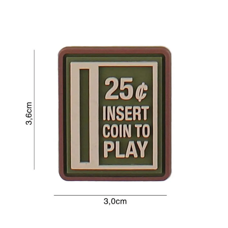 Front view of the 101 INC "Insert Coin to Play" 3D PVC tactical morale patch.