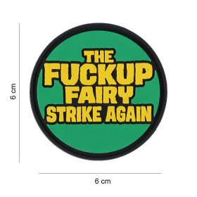 Вид спереди на тактическую 3D PVC нашивку 101 INC "The Fuckup Fairy Strikes Again".