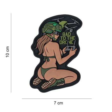 Front view of the 101 INC "Bad to the Drone" 3D PVC tactical morale patch.