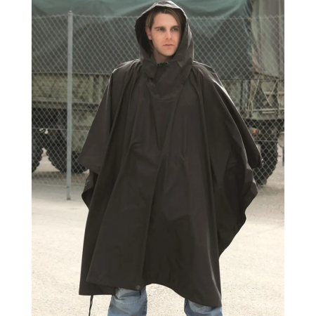 Mil-Tec Ripstop Wet Weather Poncho - Black color view