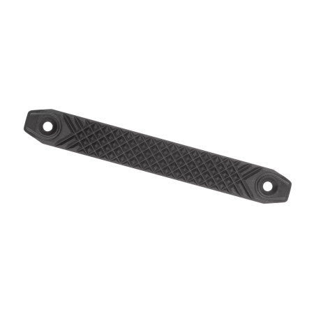 Top view of the black textured Type M aluminium rail cover.